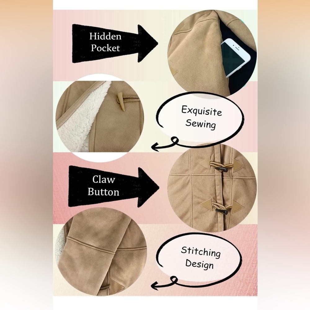 Women's Tan Shearling Coat XXL - Picture 3 of 6